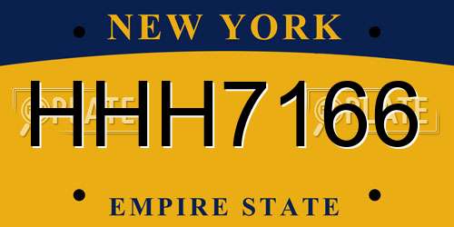 HHH7166 New York License Plate