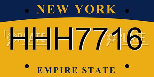 HHH7716 New York License Plate