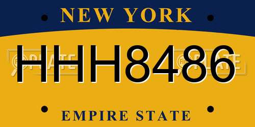 HHH8486 New York License Plate