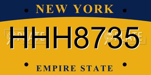 HHH8735 New York License Plate
