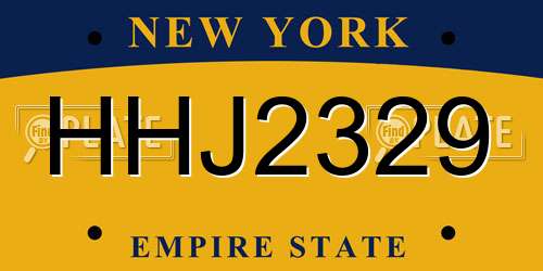 HHJ2329 New York License Plate