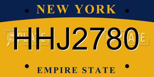 HHJ2780 New York License Plate