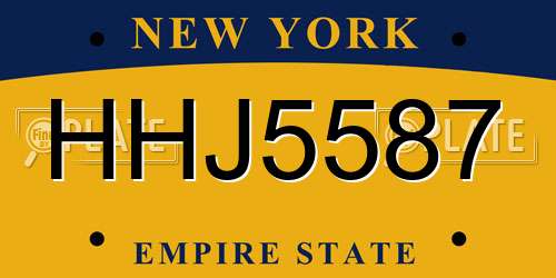 HHJ5587 New York License Plate