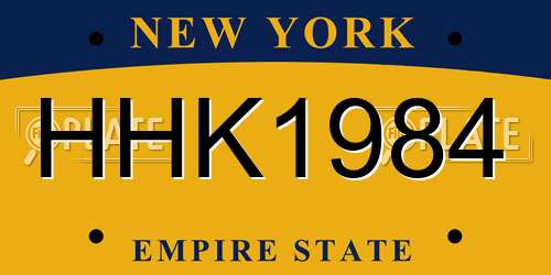HHK1984 New York License Plate