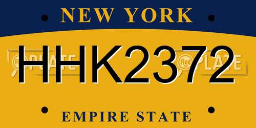HHK2372 New York License Plate