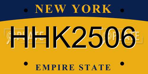 HHK2506 New York License Plate