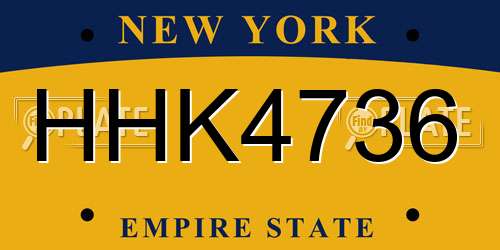 HHK4736 New York License Plate