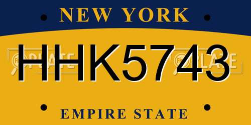 HHK5743 New York License Plate