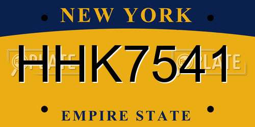 HHK7541 New York License Plate
