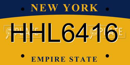 HHL6416 New York License Plate