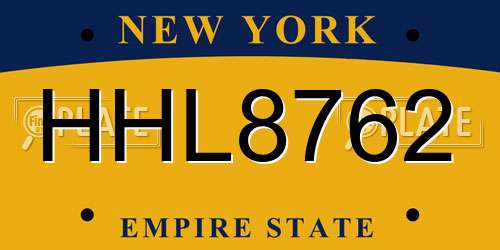 HHL8762 New York License Plate