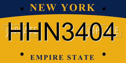 HHN3404 New York License Plate