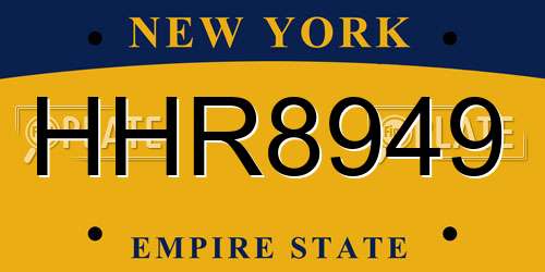 HHR8949 New York License Plate