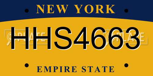 HHS4663 New York License Plate