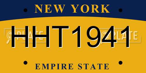 HHT1941 New York License Plate