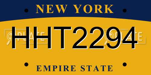 HHT2294 New York License Plate