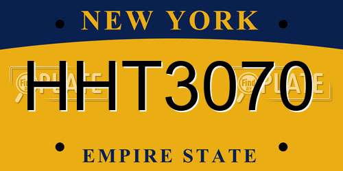 HHT3070 New York License Plate