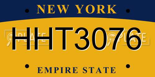 HHT3076 New York License Plate