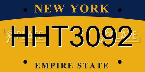 HHT3092 New York License Plate