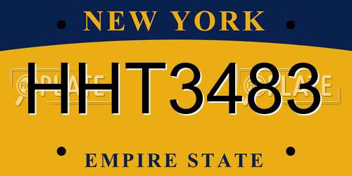 HHT3483 New York License Plate