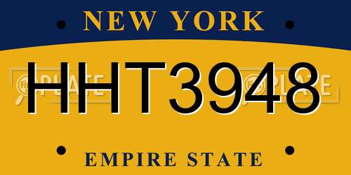 HHT3948 New York License Plate