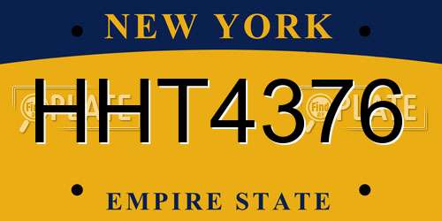 HHT4376 New York License Plate