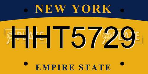 HHT5729 New York License Plate