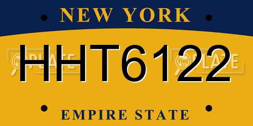 HHT6122 New York License Plate