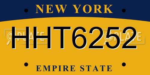 HHT6252 New York License Plate
