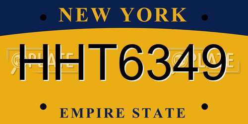 HHT6349 New York License Plate