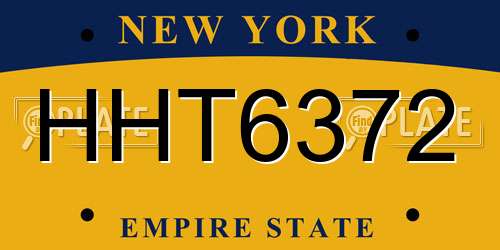 HHT6372 New York License Plate