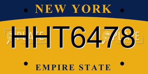 HHT6478 New York License Plate