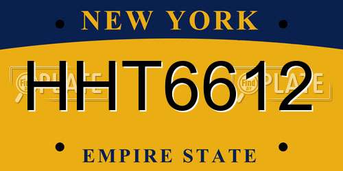 HHT6612 New York License Plate