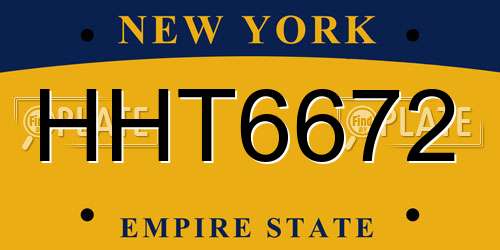 HHT6672 New York License Plate