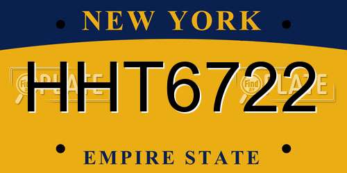 HHT6722 New York License Plate