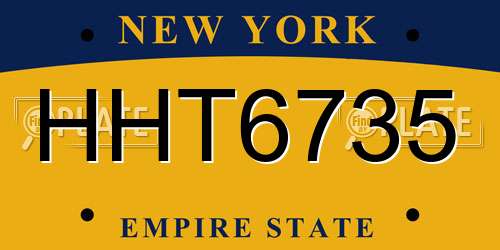 HHT6735 New York License Plate