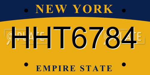 HHT6784 New York License Plate