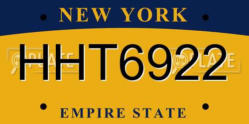 HHT6922 New York License Plate