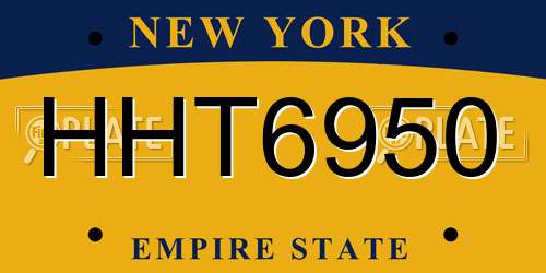 HHT6950 New York License Plate