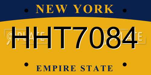 HHT7084 New York License Plate