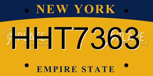 HHT7363 New York License Plate