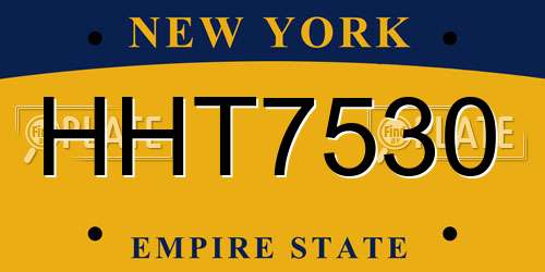 HHT7530 New York License Plate