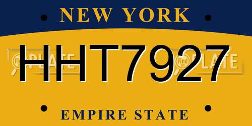 HHT7927 New York License Plate