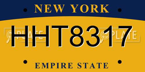 HHT8317 New York License Plate