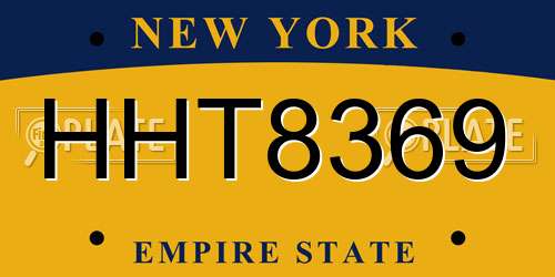 HHT8369 New York License Plate