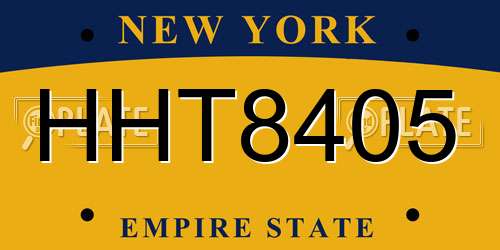 HHT8405 New York License Plate