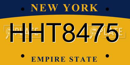 HHT8475 New York License Plate