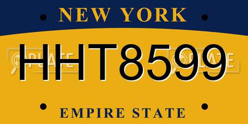 HHT8599 New York License Plate