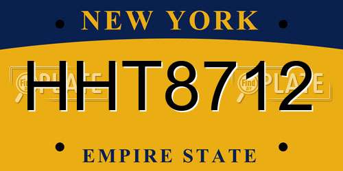 HHT8712 New York License Plate