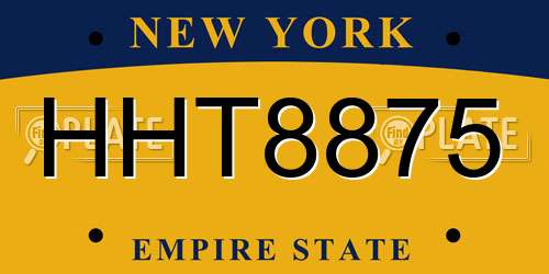 HHT8875 New York License Plate